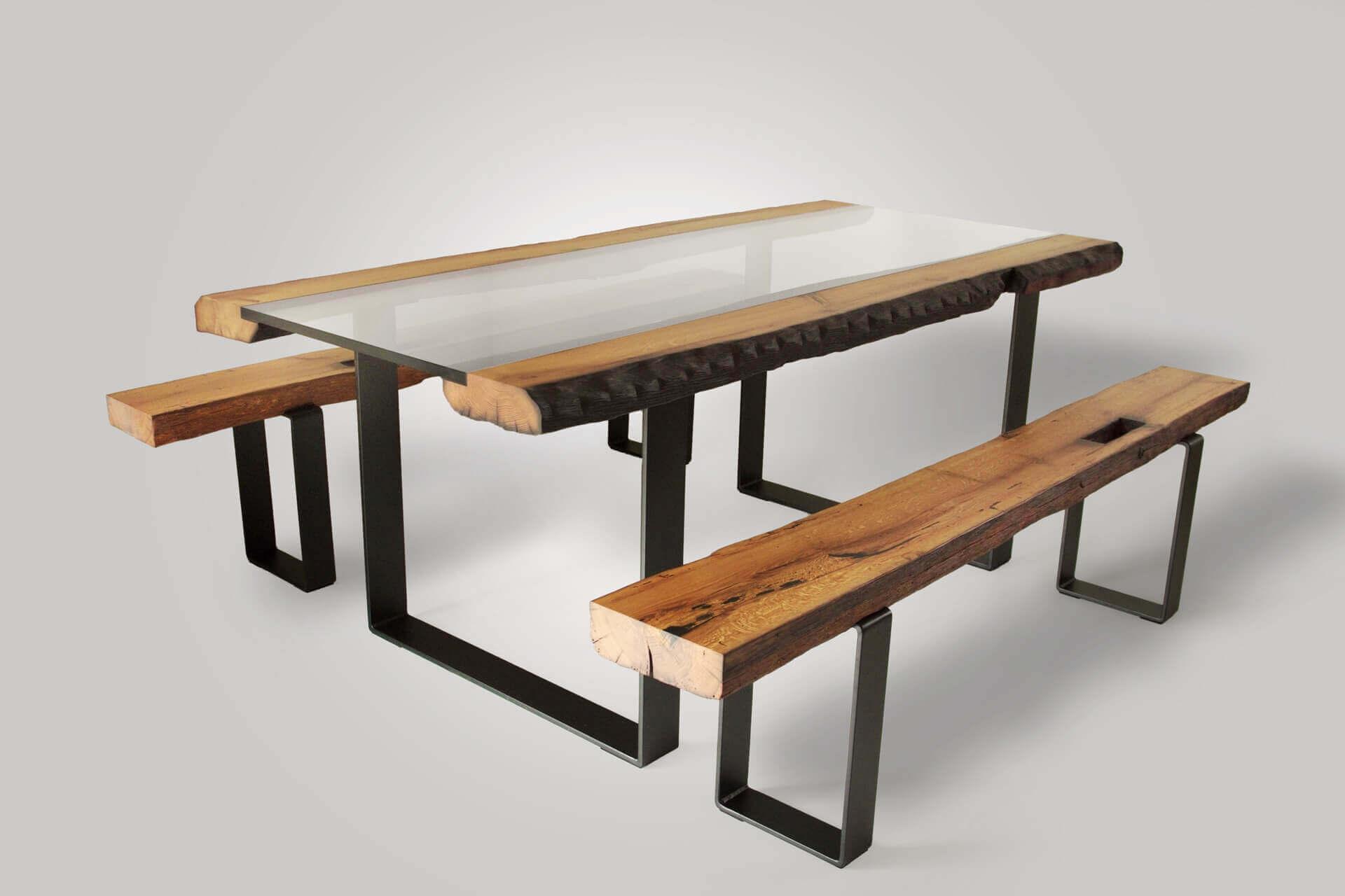 Esstisch Eiche rustikal mit Glasplatte